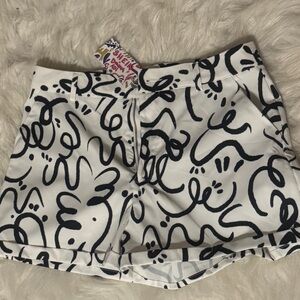 SHEIN High Waist Black and White Graphic Shorts